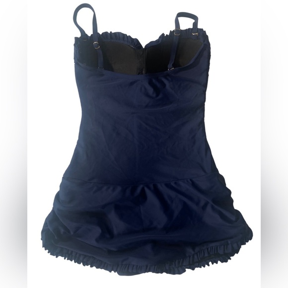 Shore Shapes One Piece Skirted Swimsuit Sz 8 Navy Blue Tummy Control Technology - Picture 6 of 15